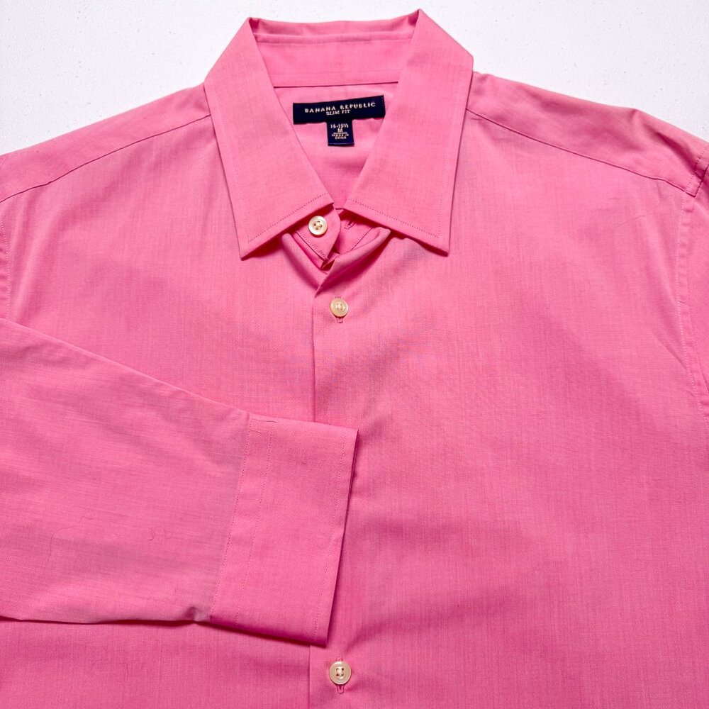 Banana Republic Shirt Mens Medium Slim Pink Outdoor Business Casual Preppy Work‎